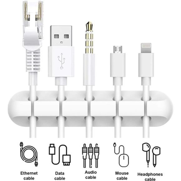 White Cable Clips, Cord Organizer Cable Management, Cable Organizers USB Cable - Picture 2 of 7